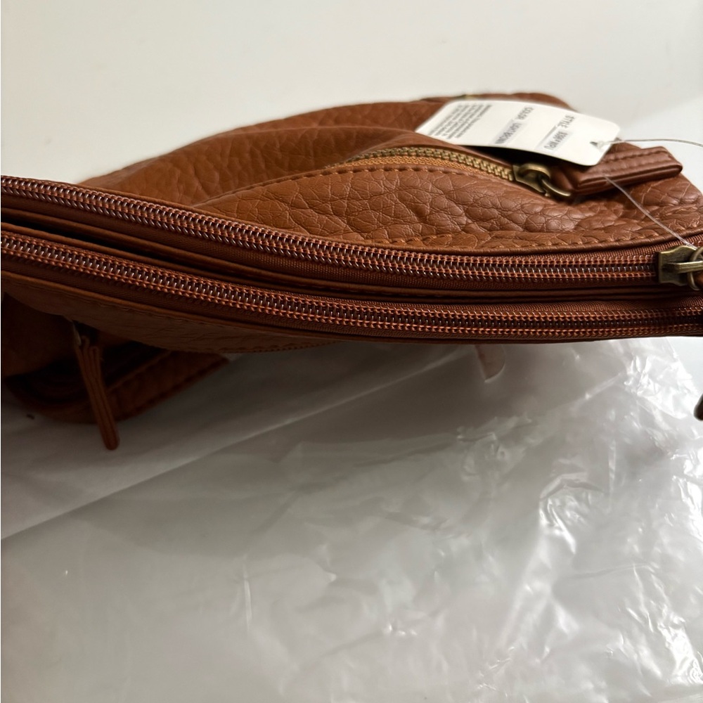 Brown and Gold Clutch with Textured Vegan Leather Bag - Picture 3 of 3